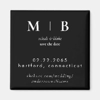 Enkelt Sleek Monogram B/W Bröllop spara datum II