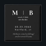 Enkelt Sleek Monogram B/W Bröllop spara datum Magnet<br><div class="desc">Contemporary Black and White Monogram Bröllop spara datum Magnet. Enkelt.</div>