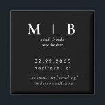 Enkelt Sleek Monogram B/W Bröllop spara datum Magnet<br><div class="desc">Contemporary Black and White Monogram Bröllop spara datum Magnet. Enkelt.</div>
