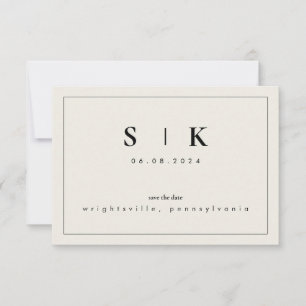Enkelt Sleek Monogram Beige Spara datum VI