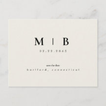 Enkelt Sleek Monogram Beige Spara datumet Bröllop