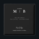Enkelt Sleek Monogram Black Bröllop spara datum Magnet<br><div class="desc">Contemporary Monogram Black Bröllop spara datum Magnet. Formell inbjudan att följa.</div>