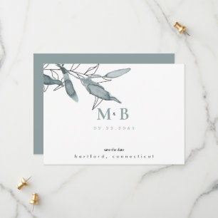 Enkelt Sleek Teal Monogram Bröllop spara datum Datumet