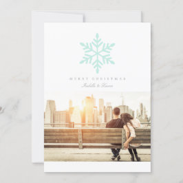 Enkelt snöflake i Mint | Helgdag-fotokort Julkort