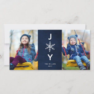 Enkelt snöflinga Joy Helgdag 2-fotokort Julkort