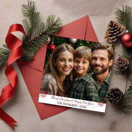 Enkelt Snöflingor-kort för rött och Grönt Julkort