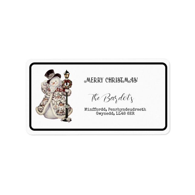 Enkelt Snögubbe-lampa Adressetikett (Framsidan)