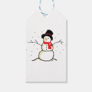 Enkelt snögubbe presentetikett