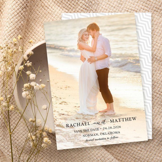 Enkelt Snyggt Grått Bröllop spara datum Photo Spara Datumet (Skapare uppladdad)