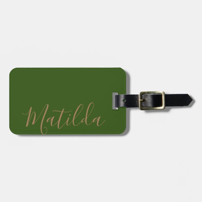 Enkelt Solid färg Guld Personlig Namn Bagagebricka (Horisontell Framsida)