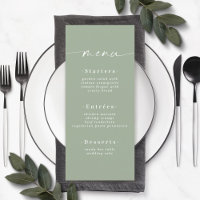 Enkelt Solid Färg Light Löv Grönt Bröllop Menu