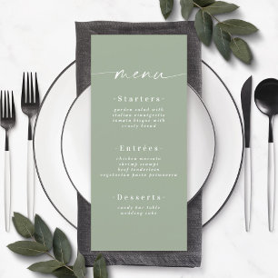 Enkelt Solid Färg Light Löv Grönt Bröllop Menu Meny