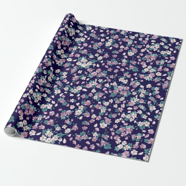 Enkelt, sömlöst blommönster med ljusstark färg presentpapper (Utrullad)