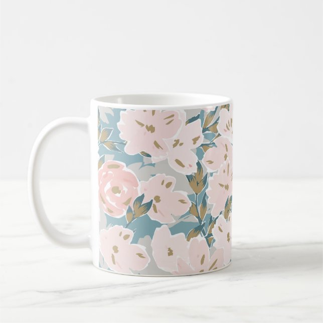 Enkelt sömlöst flöde mönster i hand plockade gouac kaffemugg (Vänster)