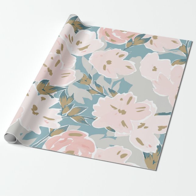 Enkelt sömlöst flöde mönster i hand plockade gouac presentpapper (Utrullad)