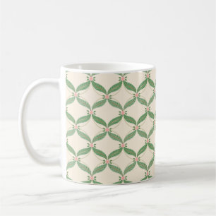 Enkelt sömlöst mönster. Rutnät av löv och blomma Kaffemugg