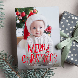 Enkelt söt God jul ett fotolrött Julkort