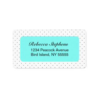 Enkelt sötat Polka Punkt - blått och svart Adressetikett