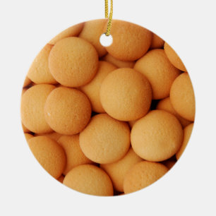 Enkelt sötat Vanilla Wafer Cookie Dessert Mönster Julgransprydnad Keramik