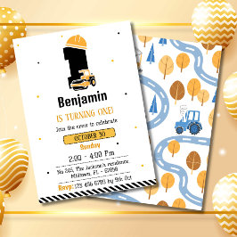 Enkelt sött lastbil-barn 1:a födelsedag inbjudningar