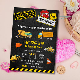 Enkelt sött lastbil-barn 9:e födelsedag inbjudningar