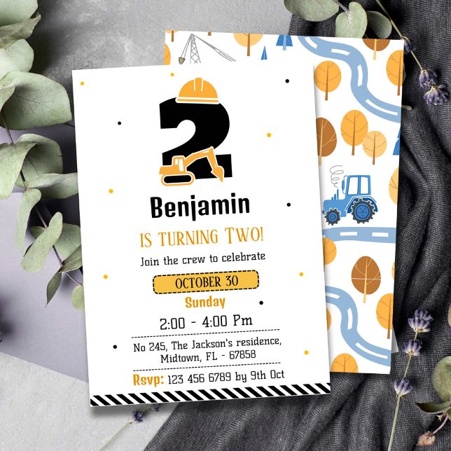 Enkelt sött lastbil-barn, andra födelsedag inbjudningar (Skapare uppladdad)