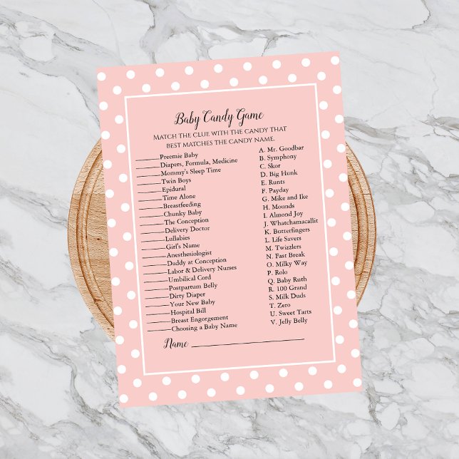 Enkelt Sött Rosa Baby Candy Shower-spel Inbjudningar (Skapare uppladdad)