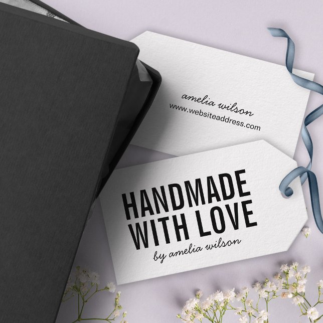 Enkelt Stilrent Rustikt Handgjort med Kärlek Kraft Presentetikett (Skapare uppladdad)