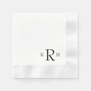 Enkelt stort svart hörn, monogram, myntat pappersservett