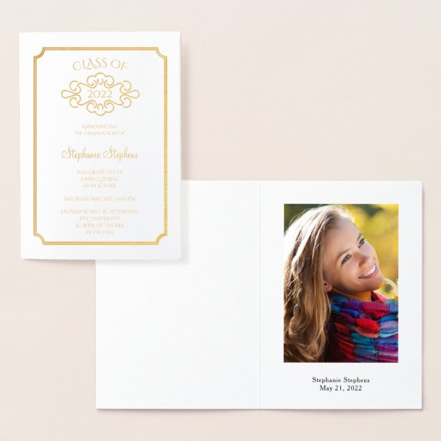 Enkelt Studenten-annonseringsfoto för Elegant Folierat Kort (Display)