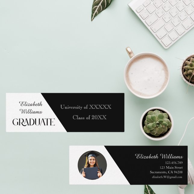 Enkelt Studenten Black and White Namn-kort (Skapare uppladdad)