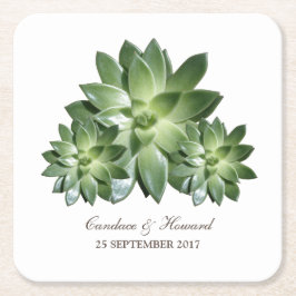 Enkelt Succulent Bröllop Papper Underlägg Kvadrat