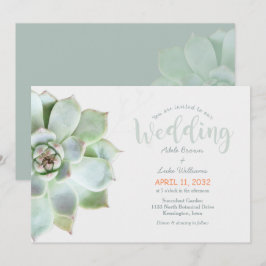 Enkelt Succulent-Landsbyggsbröllop Inbjudningar