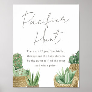 Enkelt sukulativt Nappar Hunt Baby Shower Poster