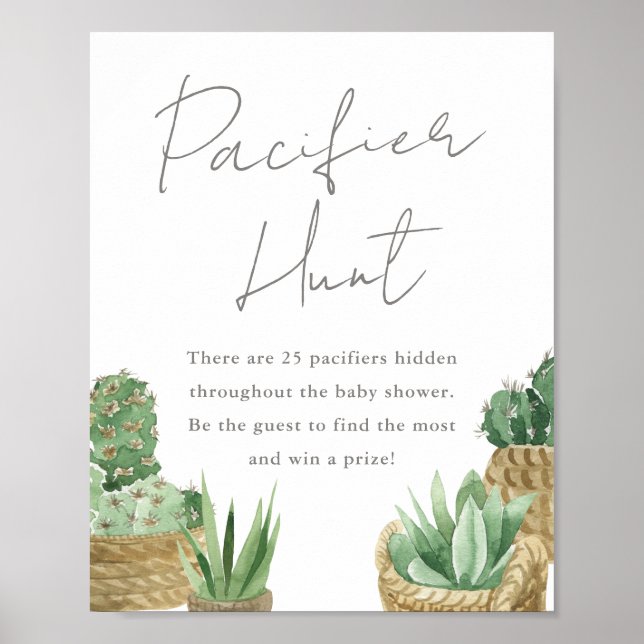 Enkelt sukulativt Nappar Hunt Baby Shower Poster (Framsidan)