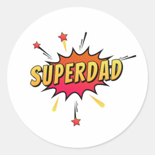 Enkelt Superdad Tecknad Retro Pop Art Fäst Runt Klistermärke