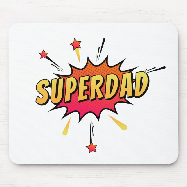 Enkelt Superdad Tecknad Retro Pop Art | Musmatta (Framsidan)