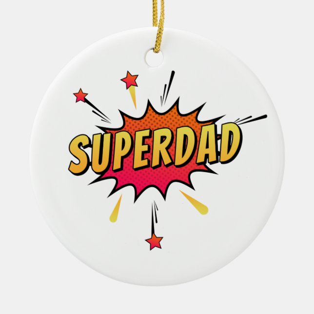 Enkelt Superdad Tecknad Retro Pop Art | Ornament (Framsidan)