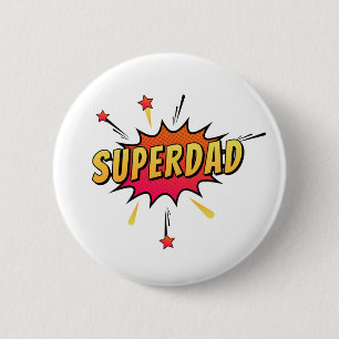 Enkelt Superdad Tecknad Retro Pop Art PIN-knapp Knapp