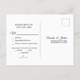 Enkelt svarskort för svart vitt kalligrafi inbjudan vykort