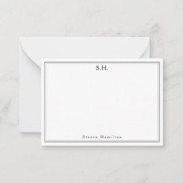 Enkelt svart, 2 Monogram Namn-minimalistiskt Gräns Anteckningskort