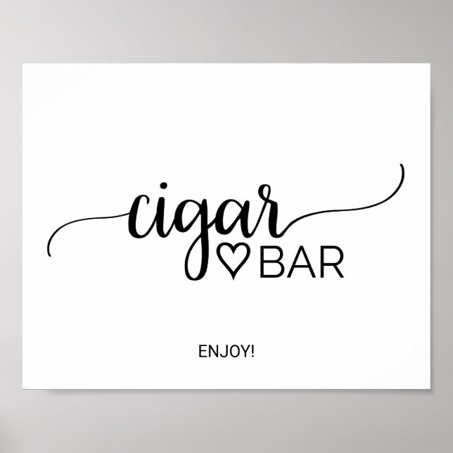 Enkelt svart calligrafi Cigar Pub-tecken Poster (Framsidan)