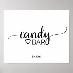 Enkelt svart Calligraphy Candy Pub-tecken Poster