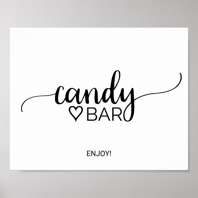 Enkelt svart Calligraphy Candy Pub-tecken Poster (Framsidan)