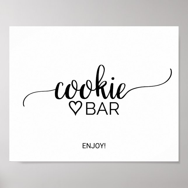 Enkelt Svart Calligraphy Cookie Pub-tecken Poster (Framsidan)