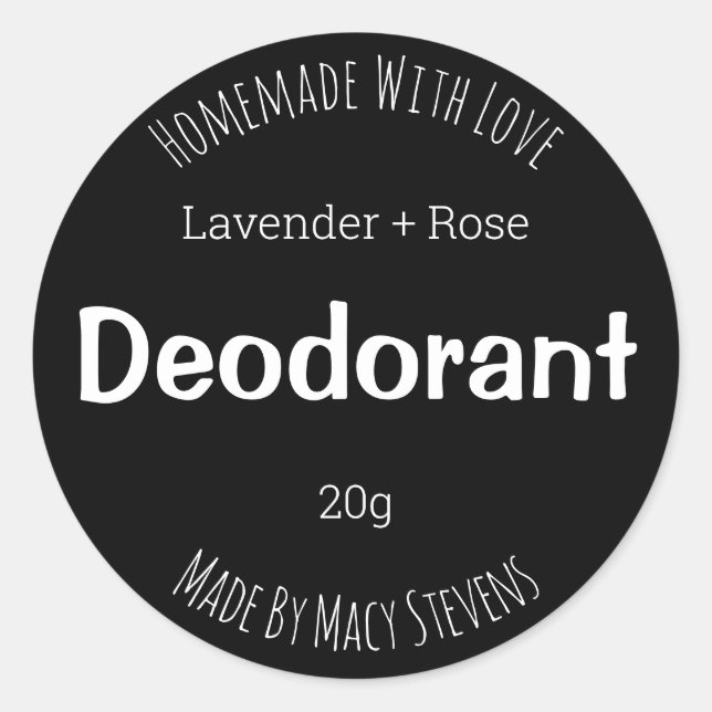 Enkelt svart deodorant runt klistermärke (Framsida)