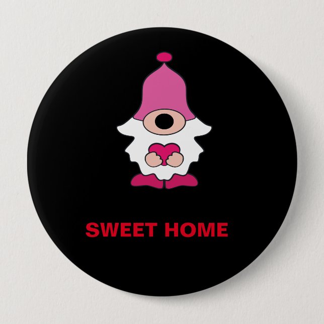 ENKELT SVART GENOME SWEET HOME MAGNET KNAPP (Framsida)