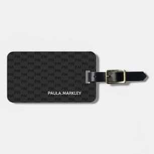 Enkelt svart Grått Modern Monogram Mönster Bagagebricka