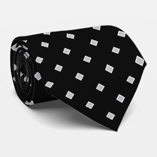 Enkelt svart Grått Vit romb Polka Dot Mönster Slips