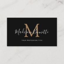 Enkelt svart Guld-skripttypografi, Monogram